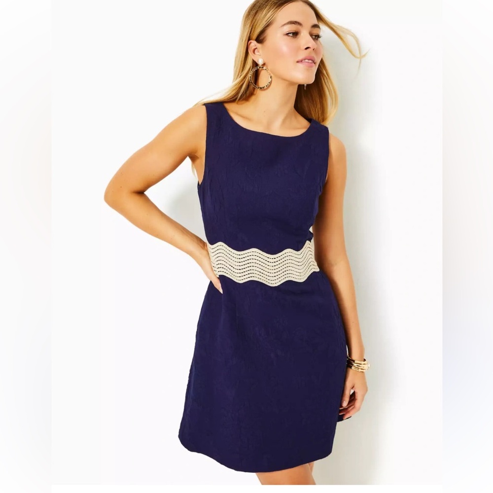 Lilly Pulitzer Navy Blue Dress with Cream Accent